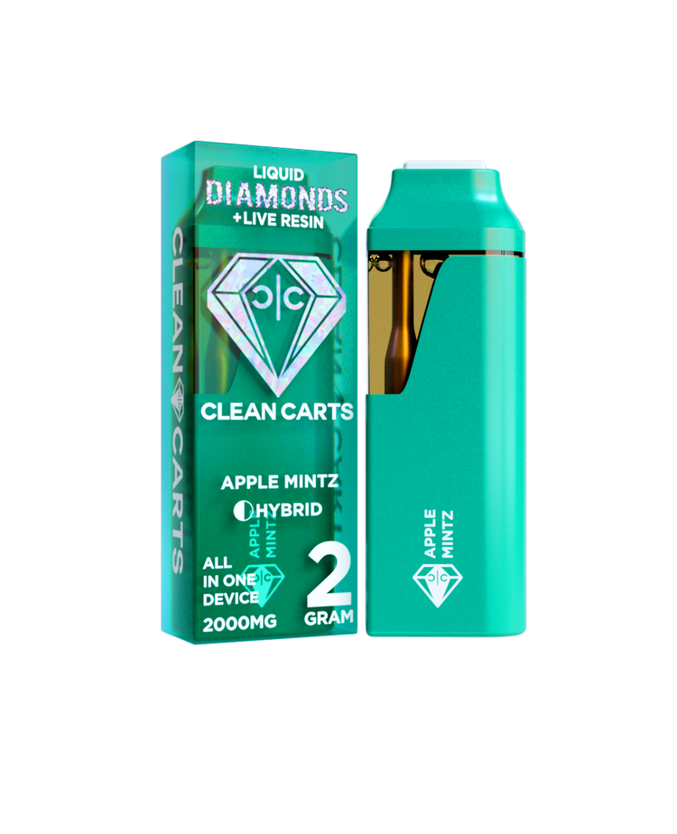 Apple Mintz 2G Clean Carts – Liquid Diamonds + Live Resin All-in-One Vape Cartridge