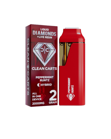 PEPPERMINT RUNTZ 2G Clean Carts LIQUID DIAMONDS + LIVE RESIN