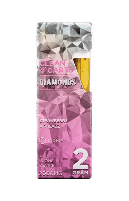 STRAWBERRY AIRHEADZ 2G Clean Carts LIQUID DIAMONDS + LIVE RESIN